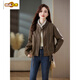 Chujing Leather Jacket Women's Autumn and Winter Short Style 2025 New European Style Fashionable Versatile Velvet Thickened Leather-Cotton Card Color M