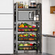 Nifeng trolley storage rack kitchen floor-standing multi-layer storage rack microwave pots household shelves vegetable basket storage 3-layer black small size pp plastic material