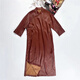 Huaying Yaoyao FAYINYOO half-leaf silk red cloud gauze dress with oblique front loose retro new Chinese style temperament tonal robe spring and summer H3291 brown red S