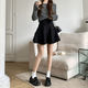 Miao Yijia skirt autumn black short skirt women winter knitted skirt pleated large hem skirt high waist a line skirt petite skirt high waist large hem pleated skirt black one size