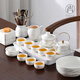 Shangyanfang mutton-fat jade porcelain Kung Fu tea set complete set of high-end tea sets with tea trays for home and office tea tureens teapots teacups 1 ink tureen (light version)