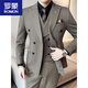 ROMON woolen suit men's suit double-breasted autumn and winter thickened warm jacket handsome wedding banquet dress men's trendy khaki suit vest vest black lining M 100110Jin Jin equals 0.5 kg