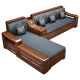 Harmony Home Solid Wood Sofa Modern Simple New Chinese Style Walnut Living Room Set Small Apartment Storage Wooden Sofa Five-Seater + Imperial Concubine Couch Free Shoe Stool