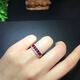 Baozha silver inlaid natural ruby ring stone size 3*4MM pigeon blood red ruby row ring live female ring
