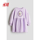 H&M Disney Series Children's Clothing Girls Dress Autumn Frozen Soft Sweatshirt Dress 1262174 Light Purple/Frozen 130 130/64
