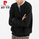 Pierre Cardin Henry collar sweater men's autumn and winter thick warm sweater black niche lazy design long-sleeved top black M