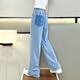 Yoyo one (Yoyo one) girls' pants for summer thin children's tensile soft jeans big children's summer ice silk straight wide-leg pants mosquito-proof pants 15013 blue + 9922 white 120cm