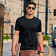 Mr. Bu brand logo round neck mercerized cotton T-shirt spring and summer fashion casual short-sleeved men's clothing AT12052 black XL (180)