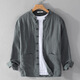 withMNW Hong Kong fashion brand national trend men's clothing ramie long-sleeved cotton linen shirt men's retro stand collar casual linen shirt men's jacket 9905 khaki M (100-115 Jin [Jin equals 0.5 kg])