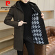 Pierre Cardin windbreaker men's mid-length velvet thickened woolen coat 2024 autumn and winter new woolen coat large size hooded top Khaki M