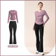 Lu Geli yoga wear women's sports suit long-sleeved quick-drying women's fitness running wear bell pants Pilates training set V-neck yoga wear set M recommended 90-110Jin Jin equals 0.5 kg