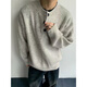She Man Lai Sweater Men's 2024 Autumn and Winter New Gray American Retro Henley Collar Lazy Style Cleanfit Sweater Men Gray XL