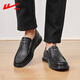 Pull back leather shoes for men spring and summer comfortable slip-on men's shoes for business commuting breathable soft sole casual shoes for men black 40