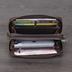 Manniqson billetera de cuero genuina bolso largo de embrague largo para hombres cuero loco de cuero doble con cremallera gran capacidad billetera para hombres bolsillo de teléfono móvil color de café oscuro