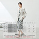 Chandubila fashionable and elegant double-breasted blazer romantic printed suspender dress suit apricot with gray blue XL