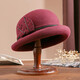 Buta Wool Beret Women's Autumn and Winter Retro Flower Hat Versatile Elegant Socialite Warm Wool Wool Basin Hat Burgundy One Size Adjustable