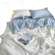 谷蝶北欧床单被套2件套单件少女件套纯色被罩宿舍天蓝单双人件套 双拼-奶白浅蓝 (1) 150*200被套