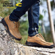 
Camel dynamic mountaineering shoes, travel hiking leather daddy shoes outdoor wear-resistant casual leather big-head leather shoes, men light brown (top layer cowhide) thick sole 6198 41 standard leather shoe size