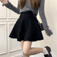 Miao Yijia skirt autumn black short skirt women winter knitted skirt pleated large hem skirt high waist a line skirt petite skirt high waist large hem pleated skirt black one size