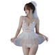 Lover's Fun Wedding Dress Set Bridal Headwear Forest Versatile Simple Super Fairy Flower Hairband White Suit + Stockings
