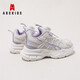 ABC KIDS children's sports shoes spring and autumn mesh breathable fashion casual buttons boys and girls running shoes 3150PY white purple 32