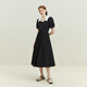 Fanslanen 23FS12399 fake two-piece French style dress for women summer new commuter slimming black XS