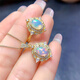 Tingbai's new natural colorful opal pendant necklace full of fire color s925 silver finely inlaid opal ring with certificate natural opal pendant white gold