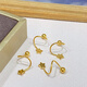 Gu Hao Shuibei Jewelry Showroom Pure Gold 999 S-shaped Earrings Gold Star Ear Jewelry Round Beads for Ear Holes Spiral Curved Hooks Pair of Pure Gold Star Earrings About 1.5-1.6g