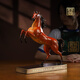 Rongfu Bronze Horse Ornament Living Room Office Lucky Horse Successful Zodiac Art Sculpture Moving to New Home Opening Gift Galloping Horse-Mingcha Brown Gift Box