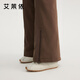 Ai Lai fashionable down pants autumn and winter simple slightly flared warm straight casual versatile commuting trousers raccoon brown M