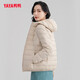 Yaya (YAYA) Tong Liya's same style thin down jacket for women new autumn and winter casual short hooded warm lightweight Korean style jacket haze blue XL