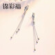 Jincaifu pt950 platinum long earrings for women platinum tassel earrings ear wire earrings circle earrings ear buckles car flower earrings platinum tassel long wire earrings about 3.6g