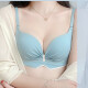 Ouxiandai Adjustable Underwear Women's Seamless Push-up Small Breast Wireless Bra Upper Support Side Breast Sexy Bra Set Blue (Single Bra) 32A=70A