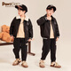 PawinPaw Bear Children's Clothing Winter Boys' Imitation Leather Clothes Flight Jackets Removable Fur Collar black/19 different batches 140