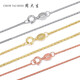 Chow Tai Sang 18K gold necklace O-shaped chain plain chain clavicle chain birthday gift for girlfriend about 1.5g/45cm