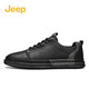 Jeep men's shoes British breathable business casual leather shoes men's lightweight versatile men's formal shoes soft sole shoes men black (leather shoe size) 42