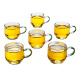 Xin Jingren Tea Cup Glass Six-Pack Chinese Tea Drinking Cup with Handle Tea Cup Kung Fu Tea Cup Set Transparent Tea Drinking Cup-6 Pack