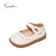 Snuffy children's shoes spring and autumn children's leather shoes girls hollow princess shoes baby simple and comfortable soft-soled shoes cream white 25
