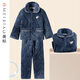 American Standard Boys Comfort Cotton Velvet Flannel Quilted Pajamas Set Winter Children's Cute Boys Coral Velvet Home Clothing Eclipse Blue 135 135/60