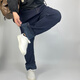 Coolku 300jin [Jin est égal à 0,5 kg] Nouveau jean de taille extra-large élastique en vrac mince, leg droit plus graisse plus pantalon gras de taille plus en velours noir 9888 40 [210jin [Jin est égal à 0,5 kg] usure autour]