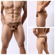 Magnificent Men's Leopard Print Sexy Underwear T-Pants with Exciting Pouch T-Pants Narrow Brim Sexy Men's T-Pants Brown M