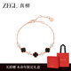 Caizhi Zhenliu Designer 925 Silver Four-leaf Clover Bracelet Women's Light Luxury Niche 2025 New Red Agate Bracelet Black Agate Four-leaf Clover Bracelet 18.5cm