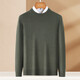Antonio 10% cashmere + sheep wool simple solid color wool sweater men's half turtleneck autumn and winter new warm sweater brown tea green 52 (180/96A)