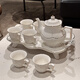 Xibaisheng complete tea set, housewarming gift, ceramic tea set, wedding gift, light luxury gift box, tea cup set, European cup set 021 gift box style