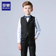 罗蒙儿童西装男童礼服花童马甲套装主持人婚礼钢琴毕业表演 藏青 130