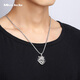 Miss JuJu pt950 platinum pendant men's platinum pendant large tag personality domineering tiger head zodiac pendant (customized) 20-22g+ with black leather cord