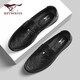 SEPTWOLVES first-layer cowhide bean shoes men's shoes men's autumn business casual leather shoes men's slip-on loafers black 42