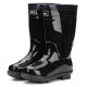 Pull-back rain boots for men, fashionable rain boots, water shoes, outdoor waterproof, non-slip, wear-resistant HL838 mid-tube black size 42