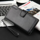 OLOEY wallet men's long business casual men's wallet casual zipper card bag multi-functional handbag black litchi pattern (upgraded version) litchi pattern