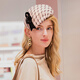 EE Elegant British Top Hat Winter New Wool Mesh Top Hat Winter Retro Concave Shape Hat Women Pink M(56-58cm)
